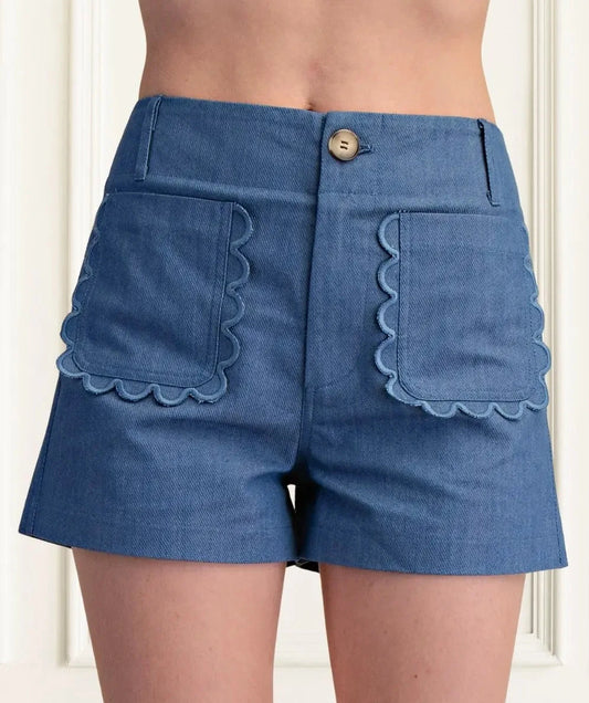 Charm School Scallop Pocket Shorts