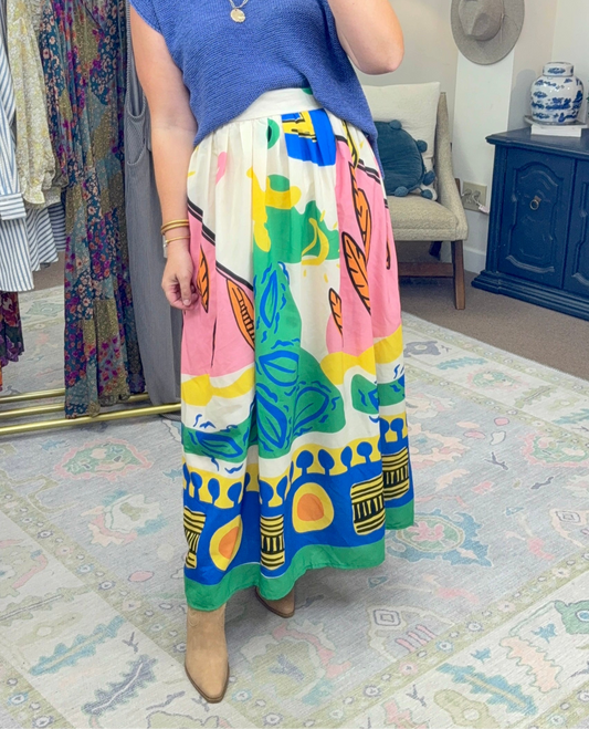 Hot Tropic Abstract Print Skirt