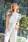 Colorful Life White Puff Print Sleeve Top