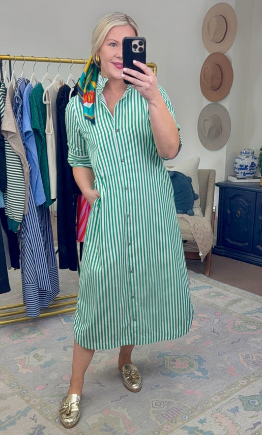 Maintain Your Lane Stripe Midi Dress