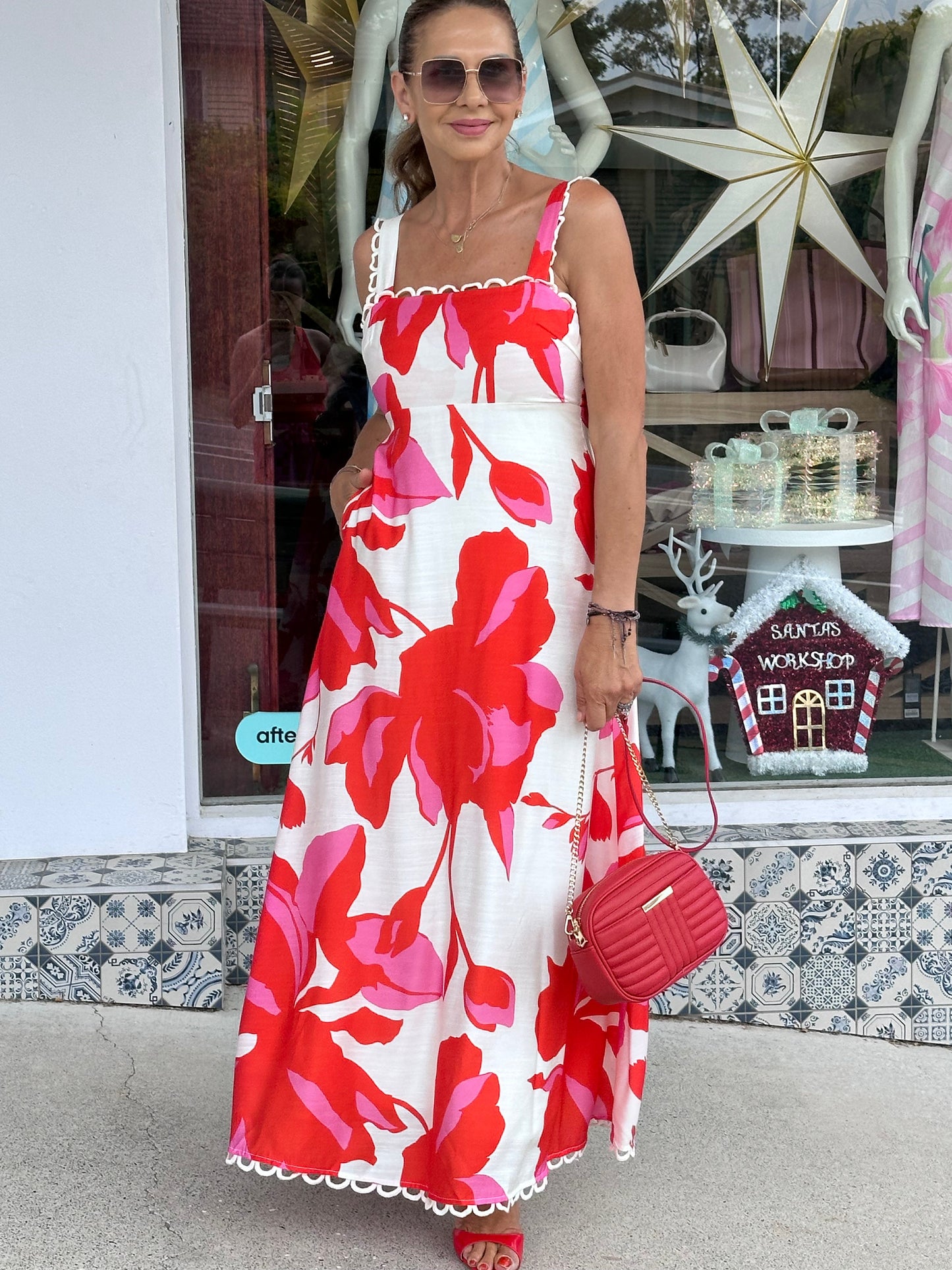 Flower Hour Print Maxi Dress