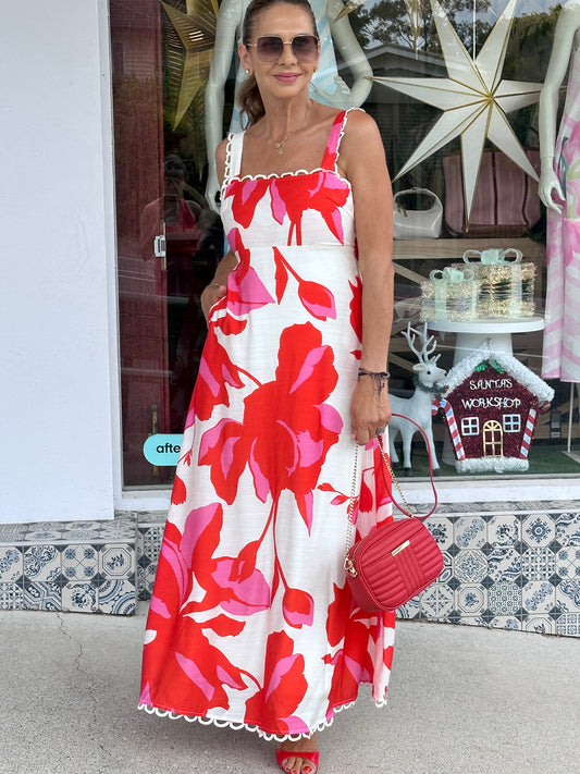 Flower Hour Print Maxi Dress