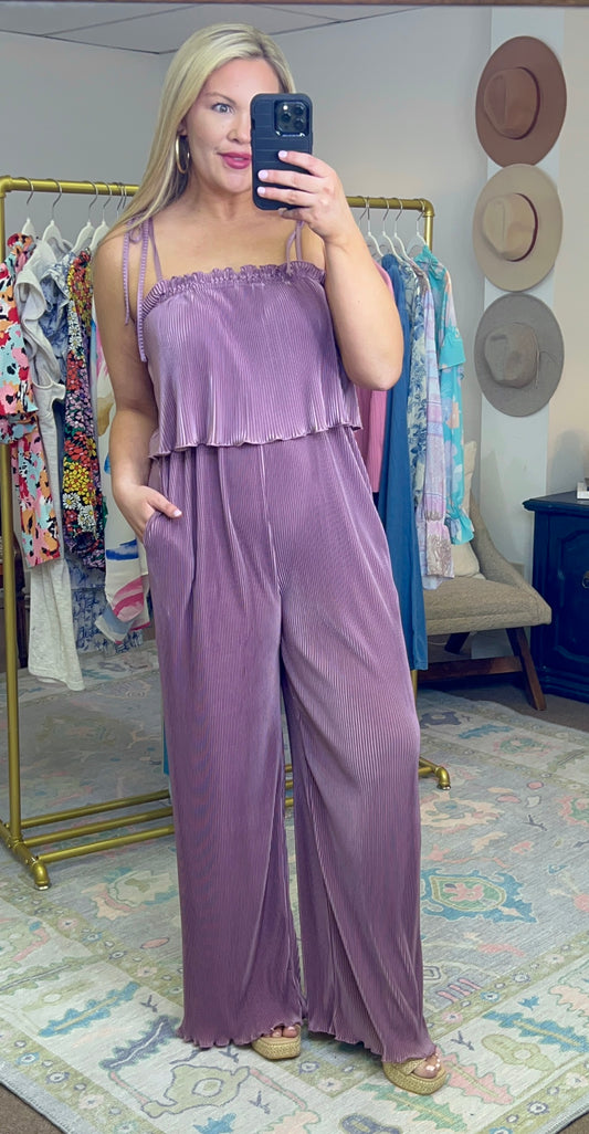 Pleated Wide Leg Jumpsuit