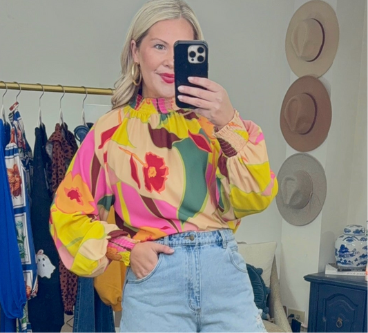 Groovy Garden Retro Print Blouse