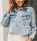 Distressed Pearl Embellished Denim Jacket