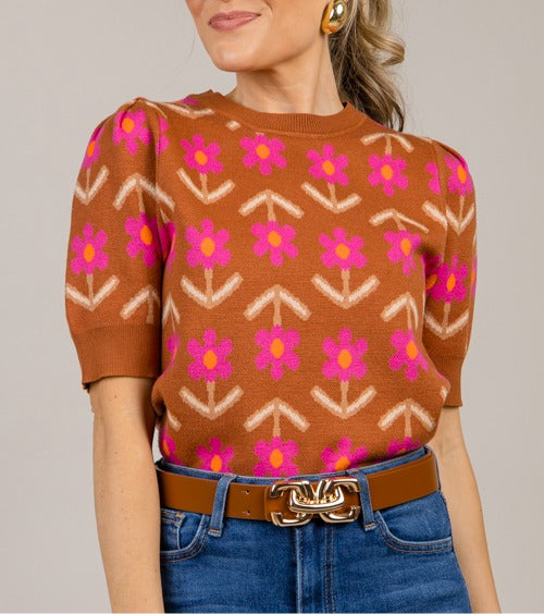 Happy Little Floral Knit Top