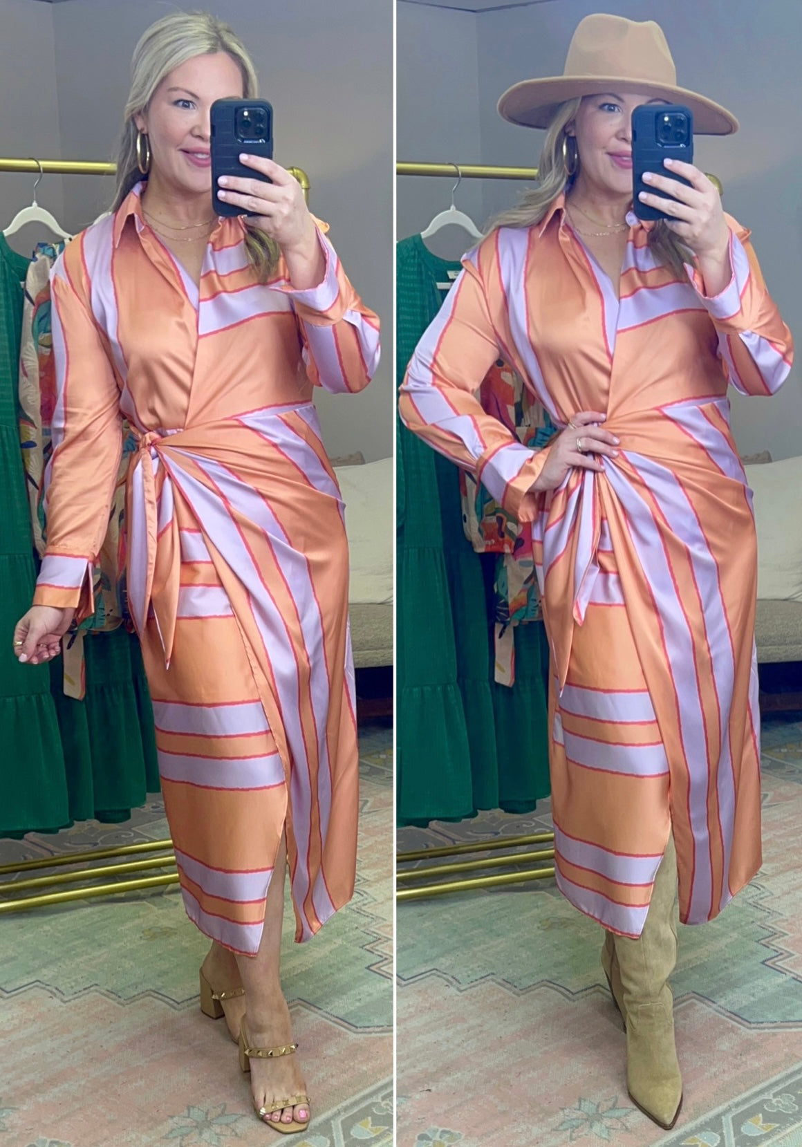 Colorblock Stripe Wrap Dress