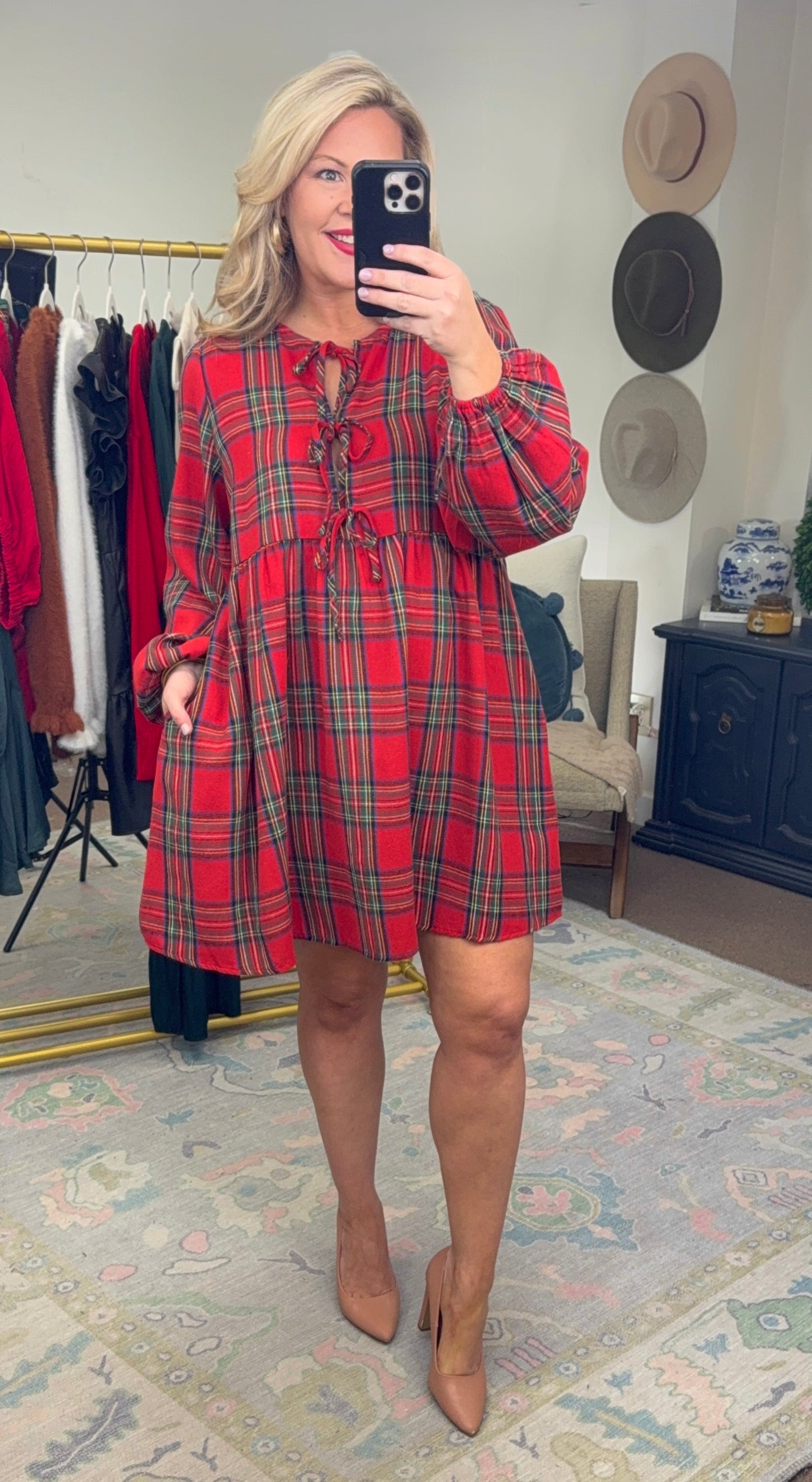 Merry Miss Tartan Tie Babydoll Dress