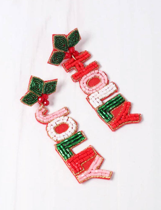 Holly Jolly Christmas Beaded Earrings