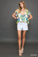 Palms Away Abstract Print Blouse