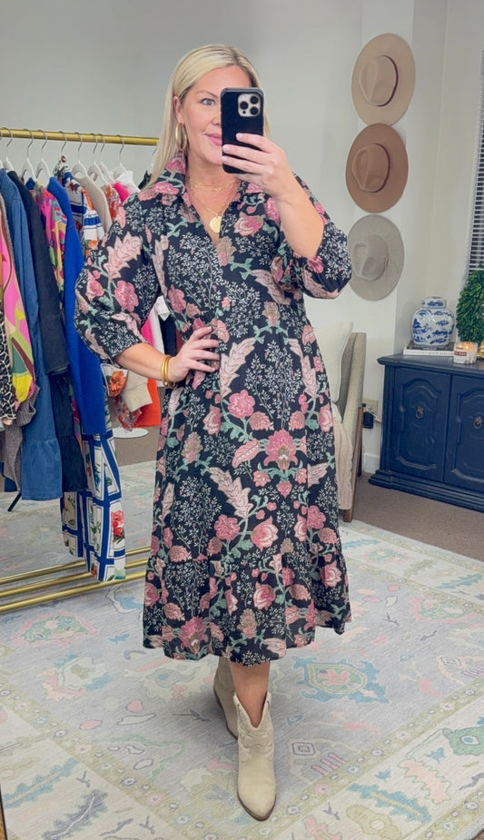 Bloom Theory Print Midi Dress