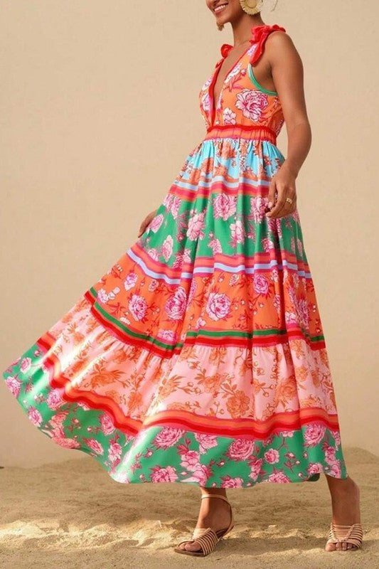 Sunny Day Soiree Print Tiered Dress