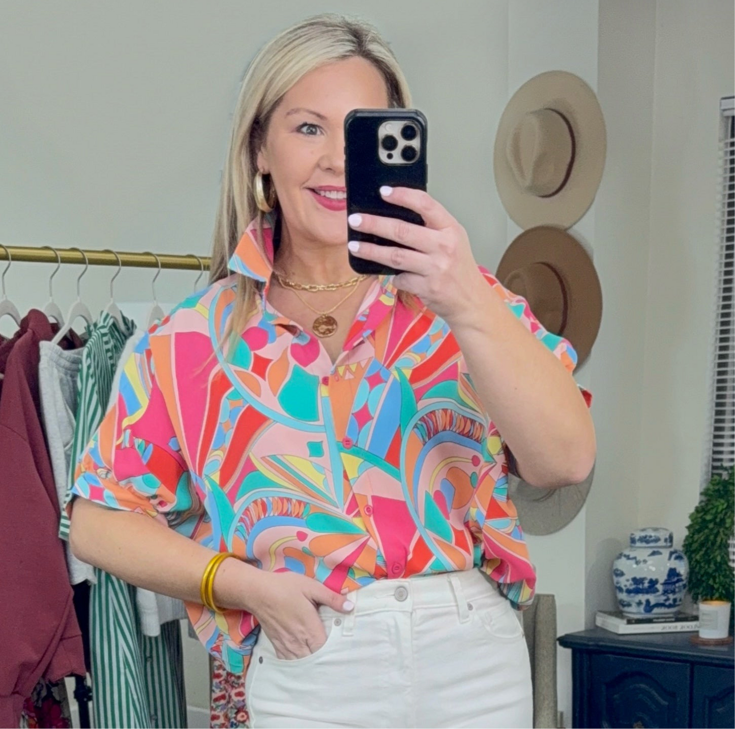 Bright Beginnings Multicolor Geometric Print Blouse