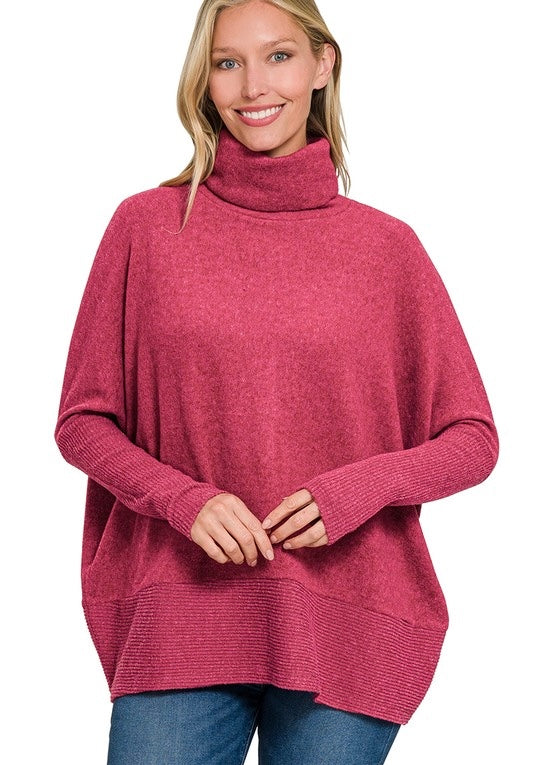 **MORE COLORS** Fireside Brushed Knit Cowl Neck Tunic Top