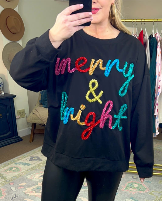 Merry & Bright Tinsel Embellished Pullover Top