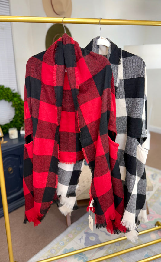 Wrapped in Love Buffalo Check Ruana Wrap