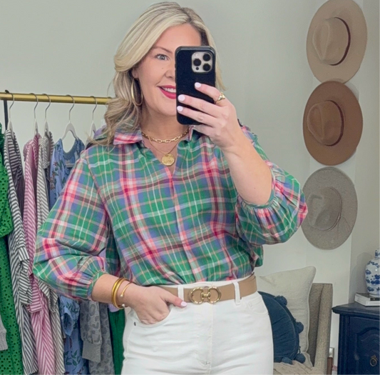 Rustic Charm Plaid Tunic Top