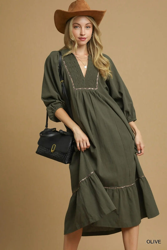 **MORE COLORS** More Than Words Leopard Trim Midi Dress