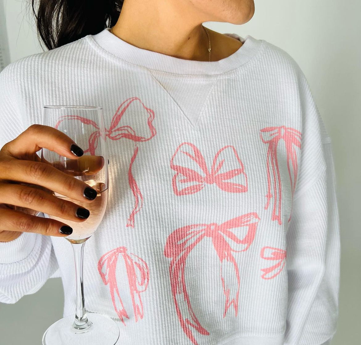 Sweet As Pie Bow Print Pullover Top