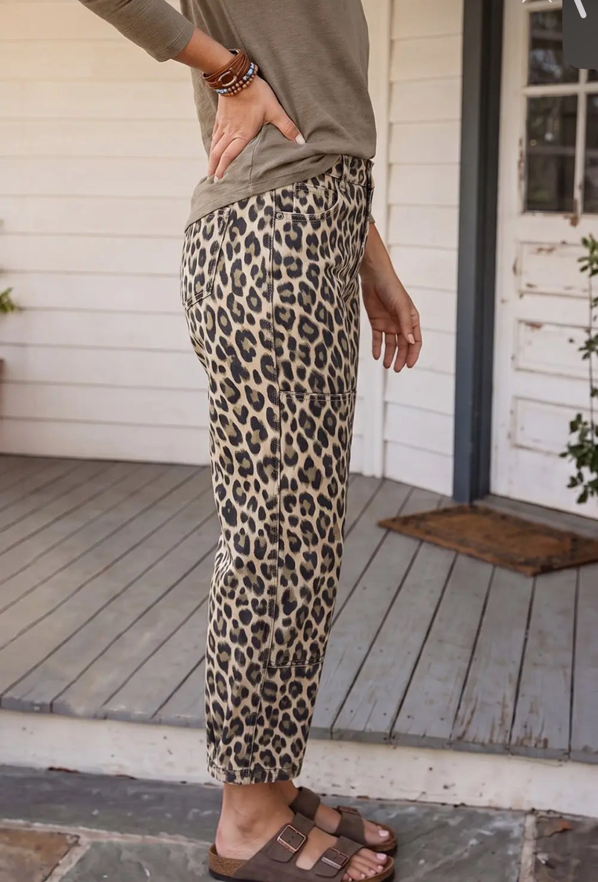 In Rare Form Animal Print Crop Barrel Jeans
