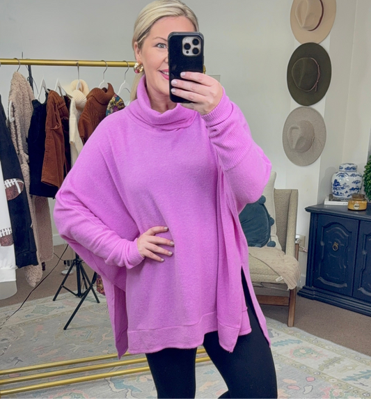 Warm Wishes Brushed Knit Cowl Neck Tunic Top