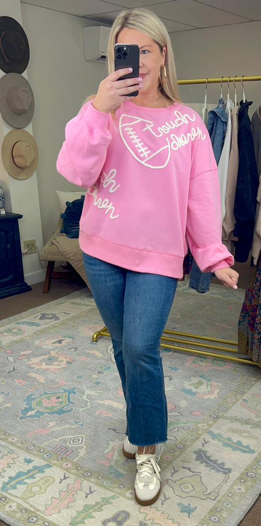 We Want A Touchdown Pink Pullover Top