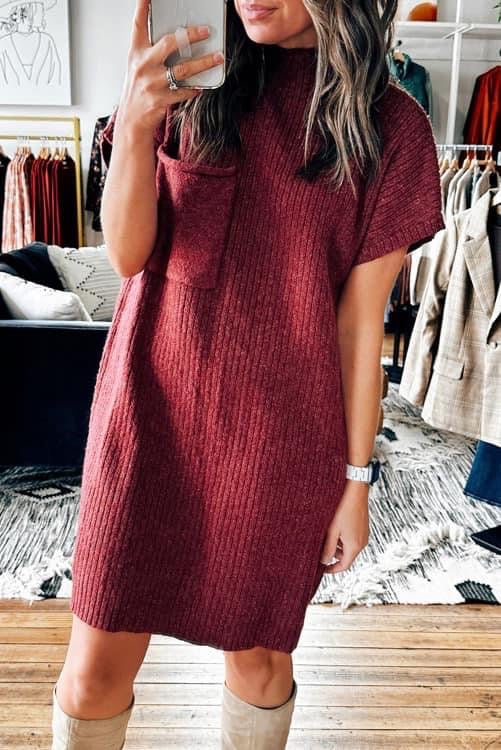 *MORE COLORS* Sweet Escape Ribbed Short Sleeve Sweater Dress