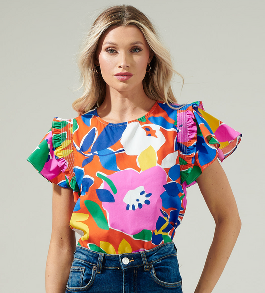 SUGARLIPS: Keep Things Fresh Poplin Ruffle Top