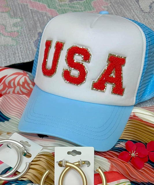 USA Chenille Patch Trucker Hat