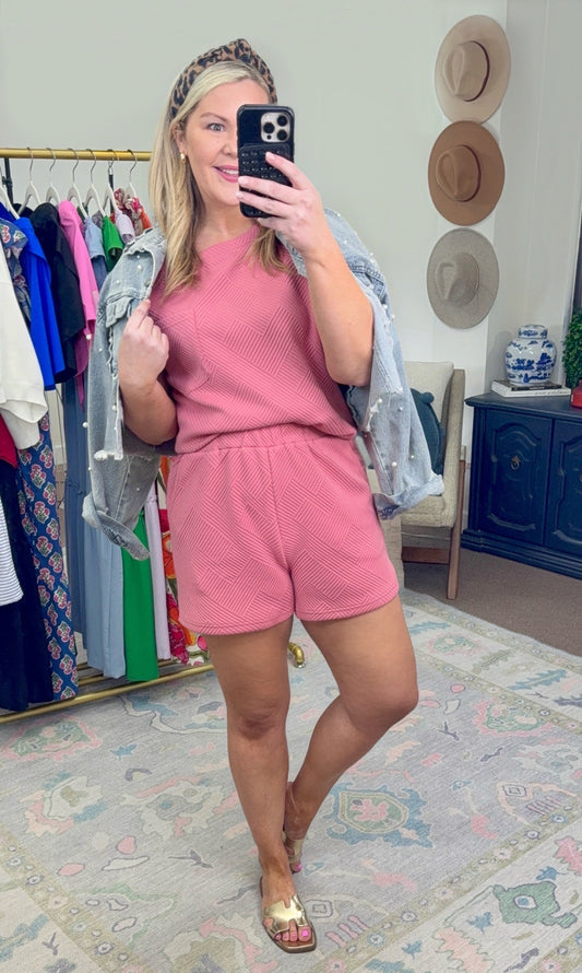 ENTRO: Cancelled Plans Textured Shorts Set