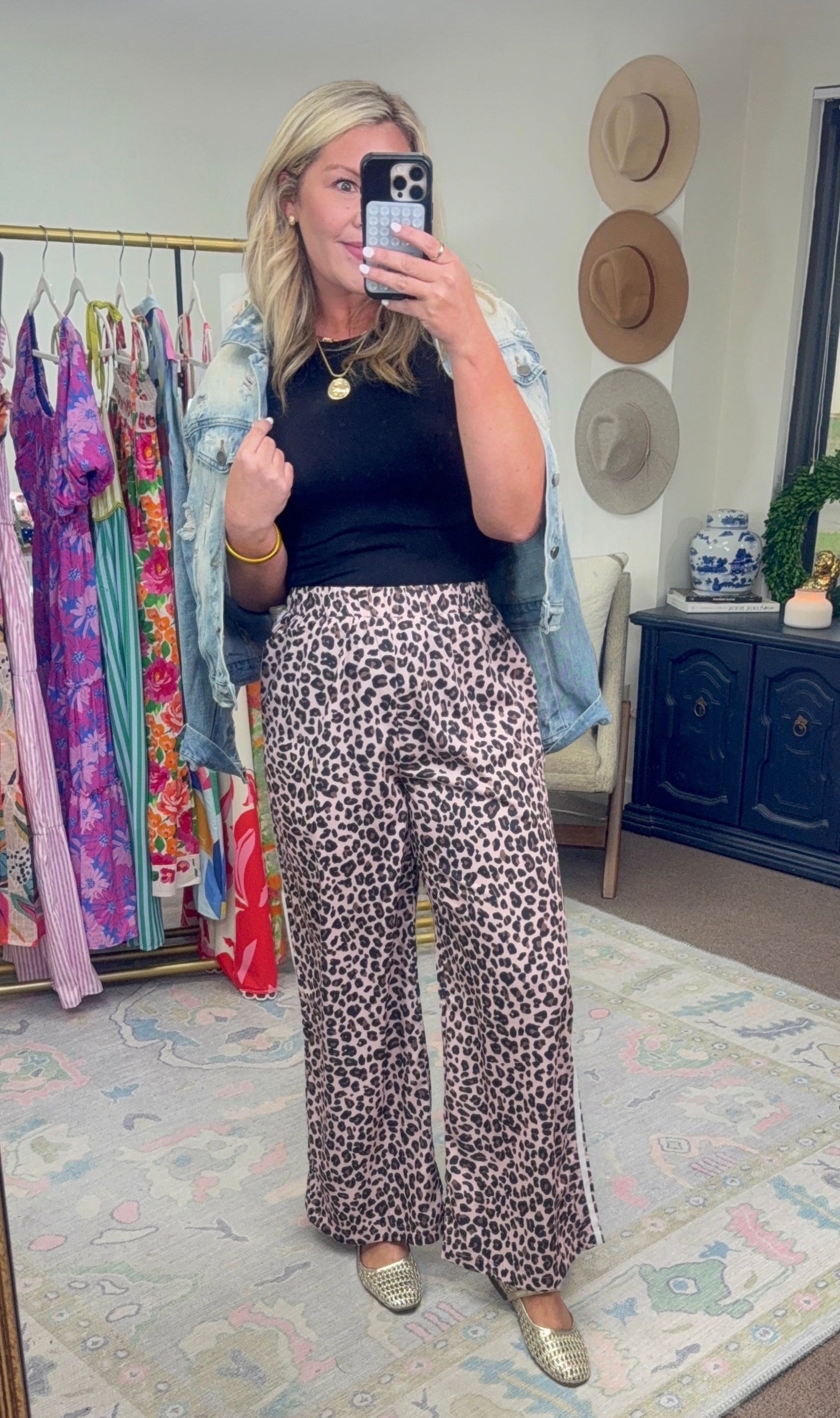 Wild Card Wide Leg Leopard Print Pants