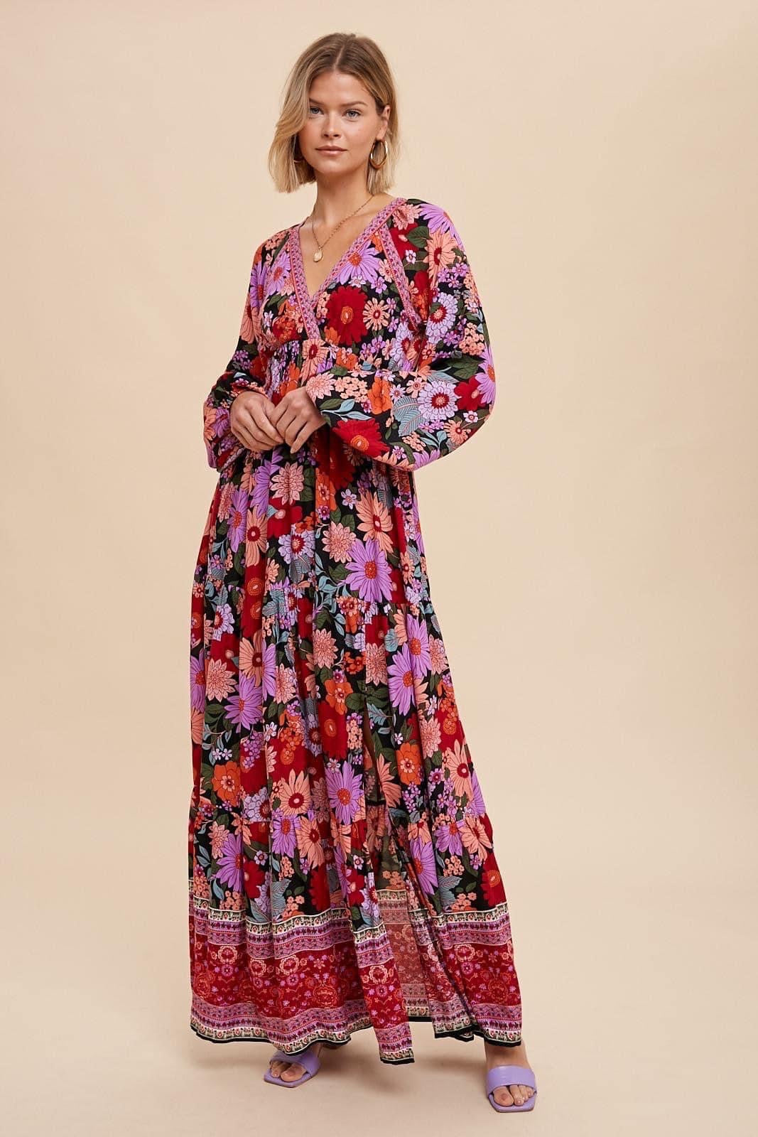 All the Drama Retro Print Maxi Dress