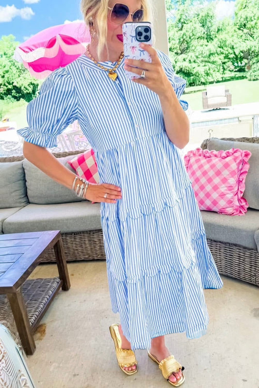 All Eyes on Me Scalloped Tiered Dress
