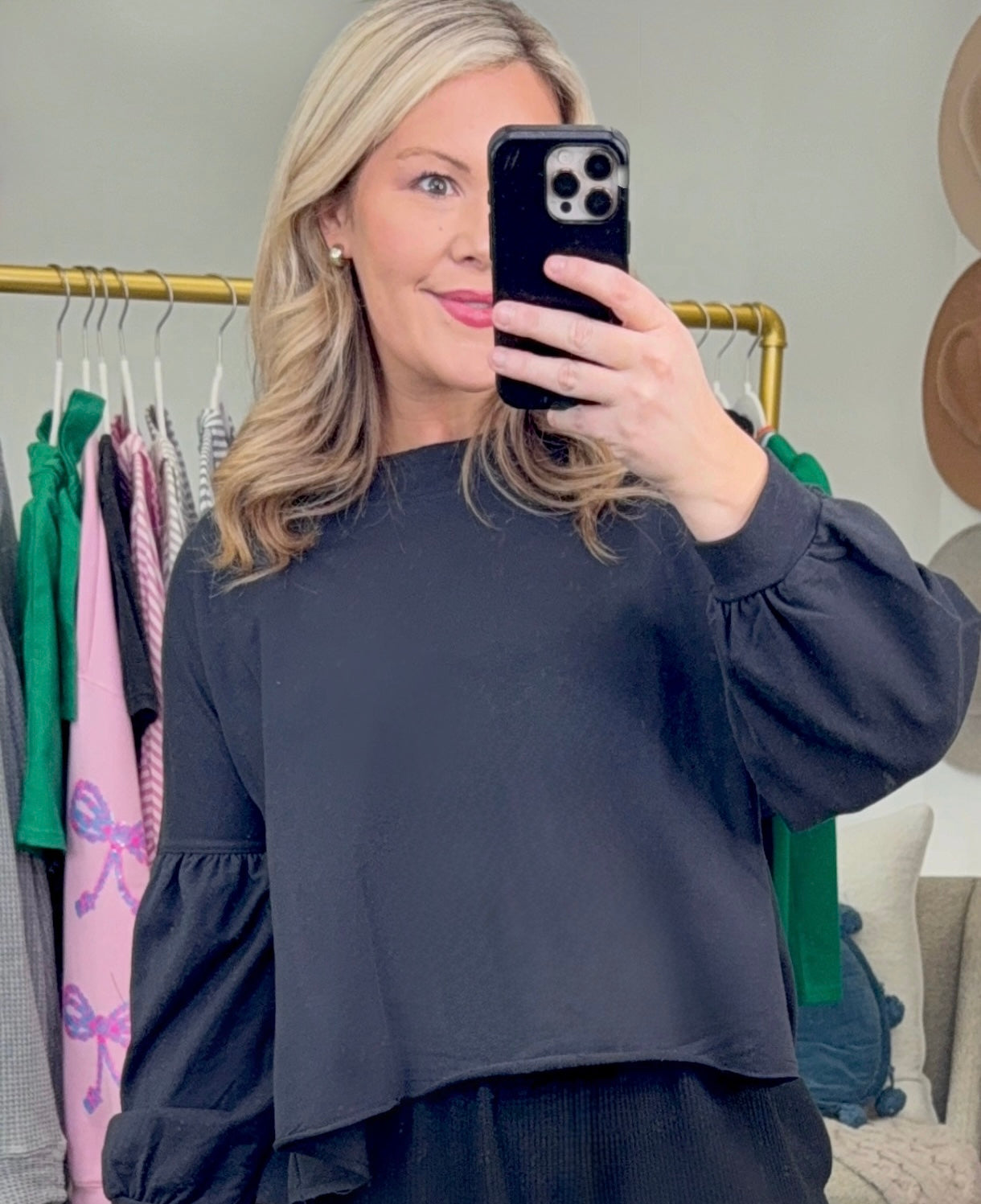 MUD PIE: Love You More Peplum Flounce Pullover