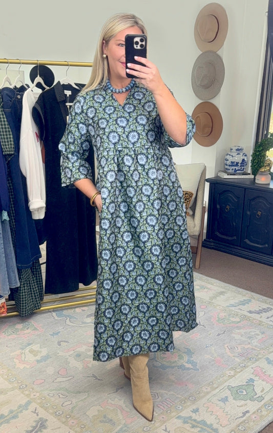 Sunday at the Manor Floral Jacquard Midi Dress