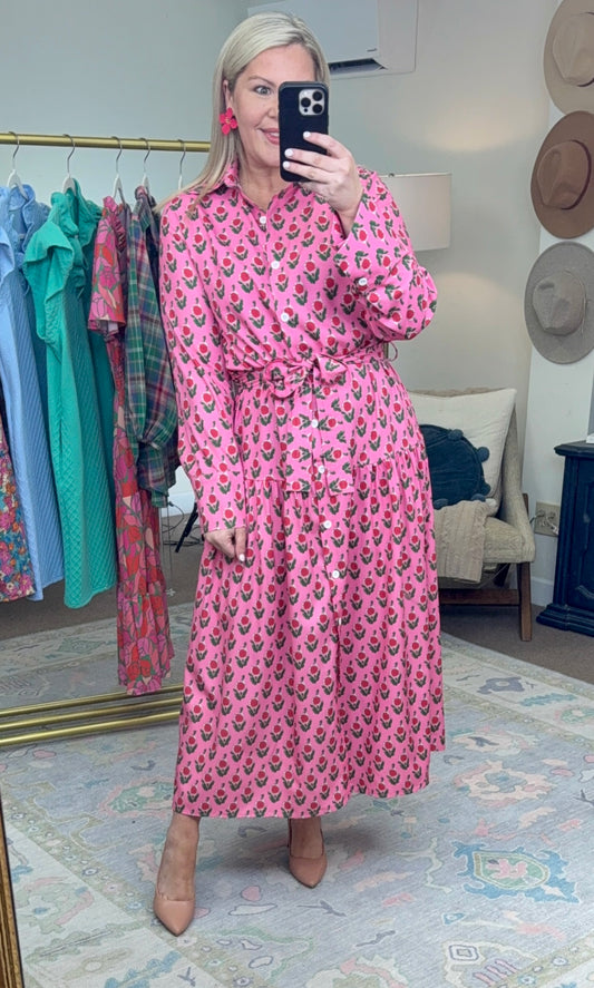 Small Town Sweetheart Pink Print Dress