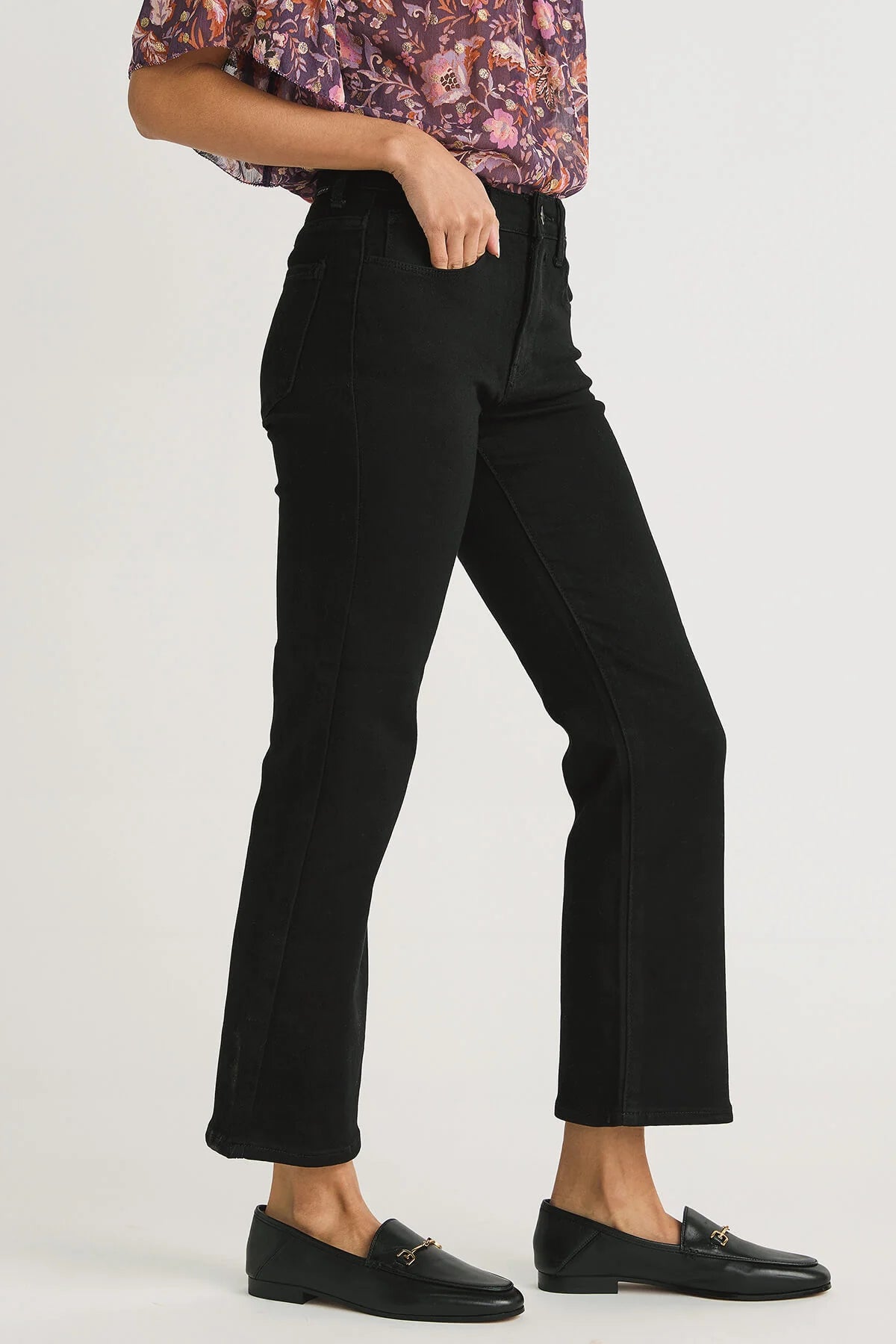 High Standards Black Mid-Rise Boot Cut Cropped Jeans