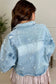 Sweet Gal Scallop Pearl Embellished Denim Jacket