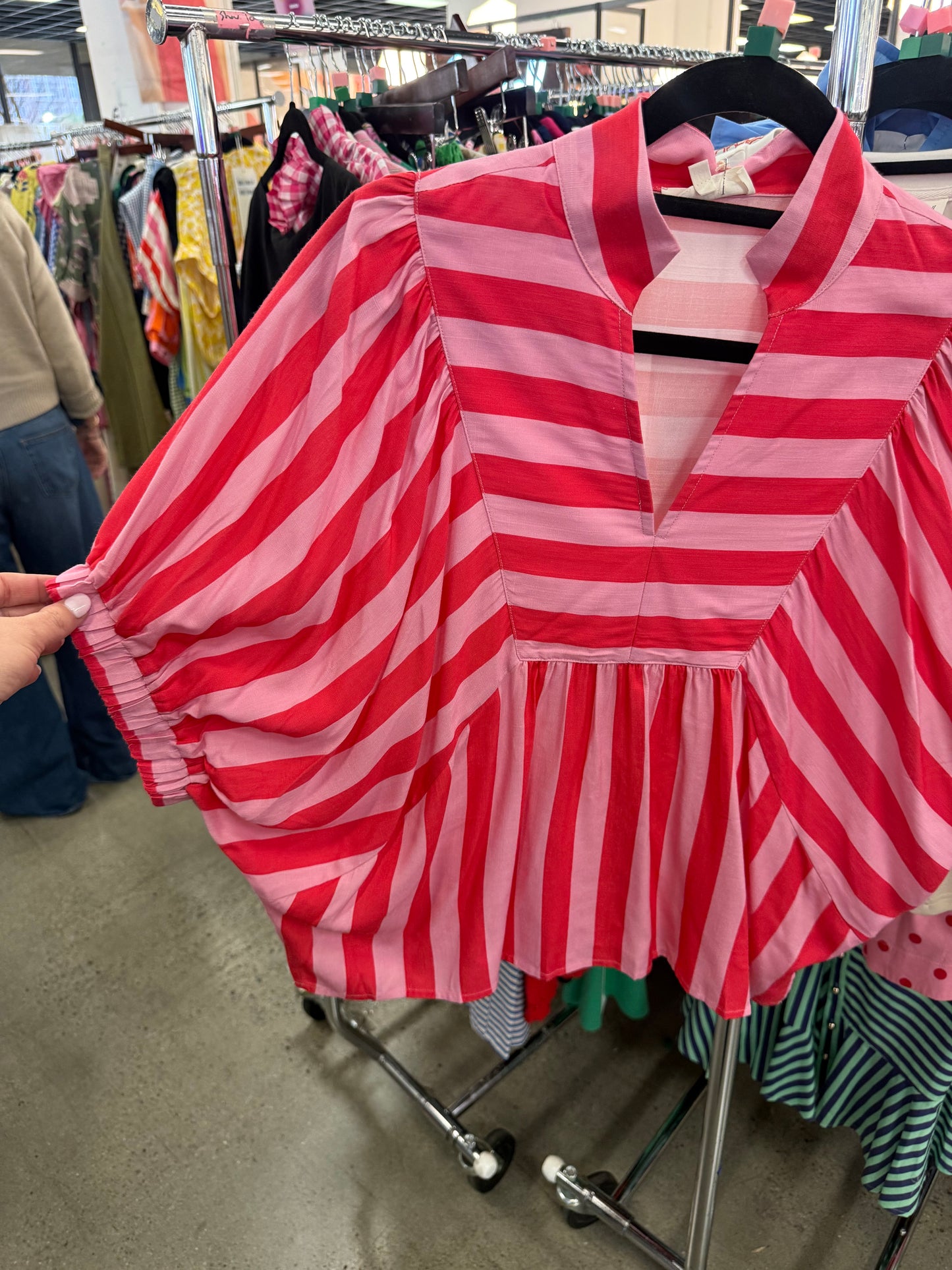 ENTRO: Bold Moves Stripe Colorblock Blouse