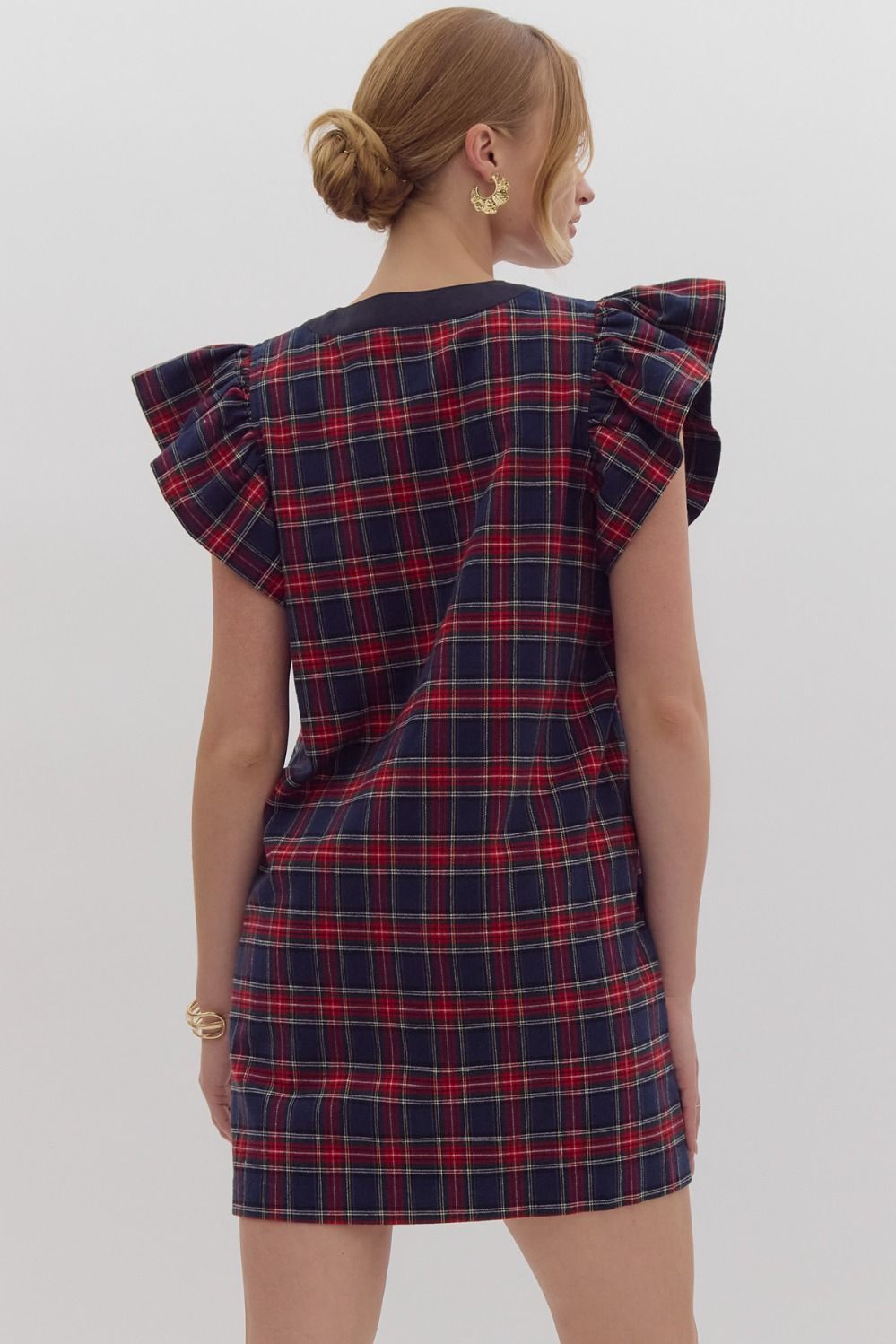 Got It Plaid Ruffle Tartan Dress