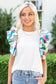 Colorful Life White Puff Print Sleeve Top