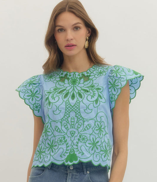 Trip To Saint-Tropez Embroidered Blouse