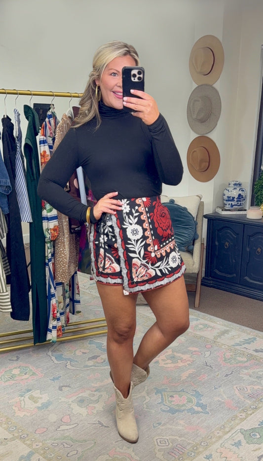 West of Here Printed Wrap Skort