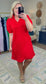 Already There Red Textured Shirt Dress