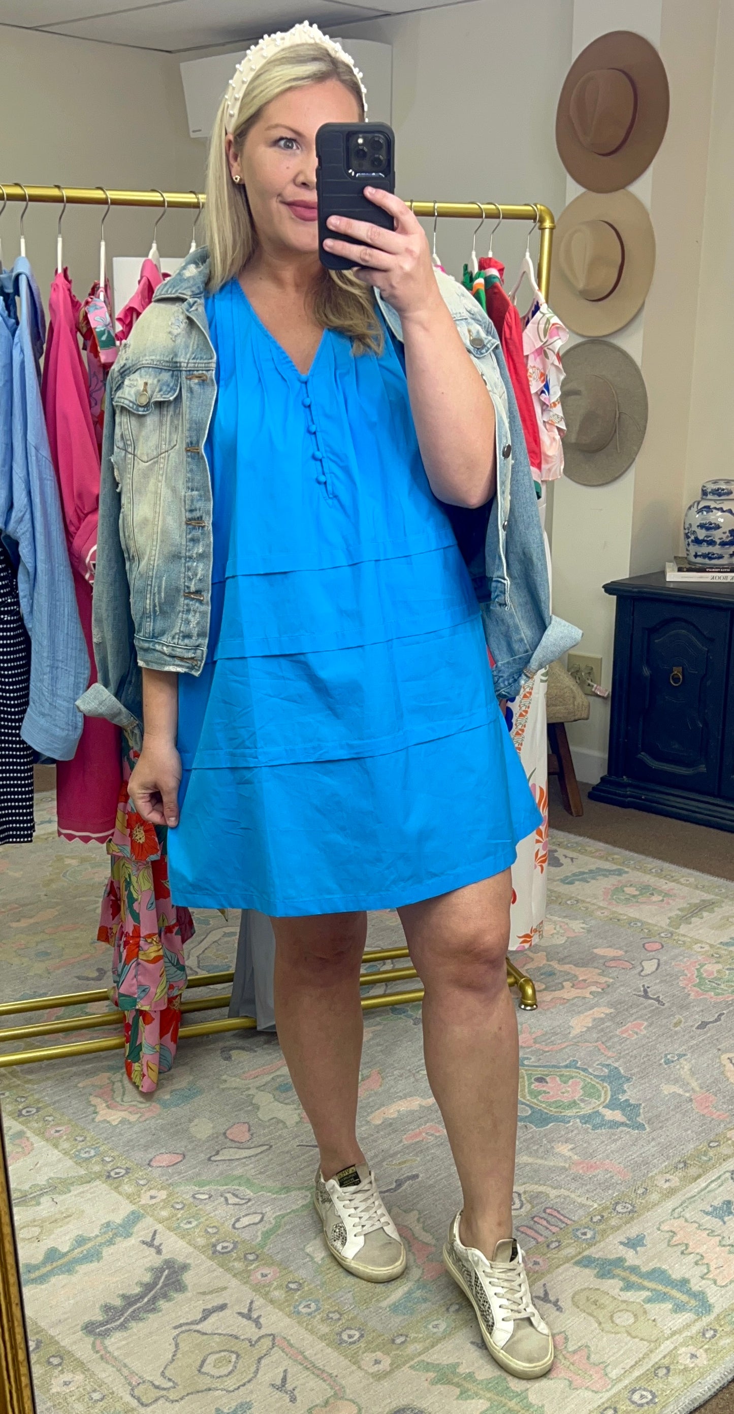 Finer Things Blue Poplin Dress