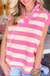 Pink Stripe Collared Top