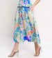 Watercolor Tropique Printed Midi Skirt