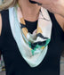 Serene Scene Abstract Palm Silk Neck Scarf