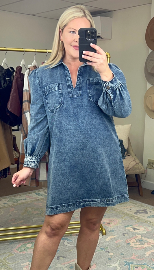 Heart And Soul Acid Wash Denim Dress