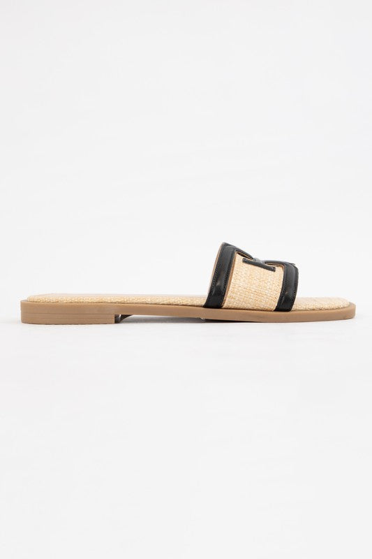 Riviera-Ready Raffia Slide Sandals